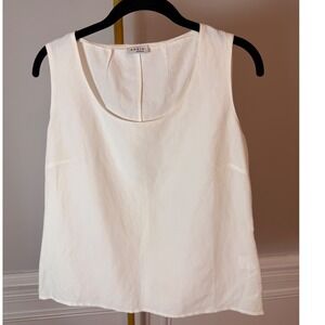 Akris Punto White Linen Viscose Scoop Neck Sleeveless Blouse Top Italy 106788